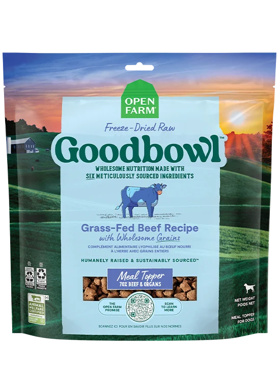 Goodbowl Grass-Fed Beef Freeze Dried Raw Morsels Meal Topper for Dogs