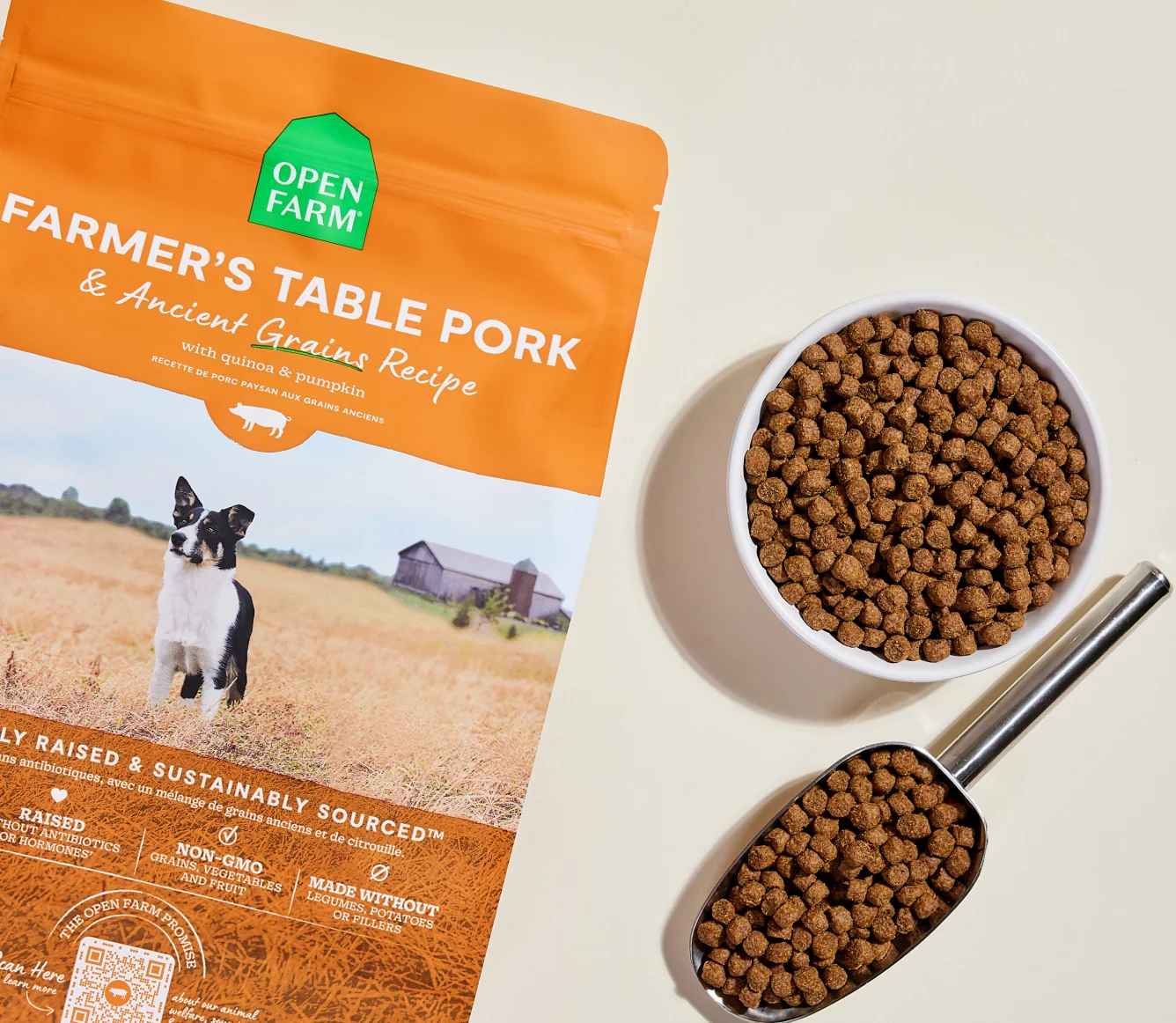 Farmer's Table Pork & Ancient Grains Dog Kibble for Puppies and Seniors