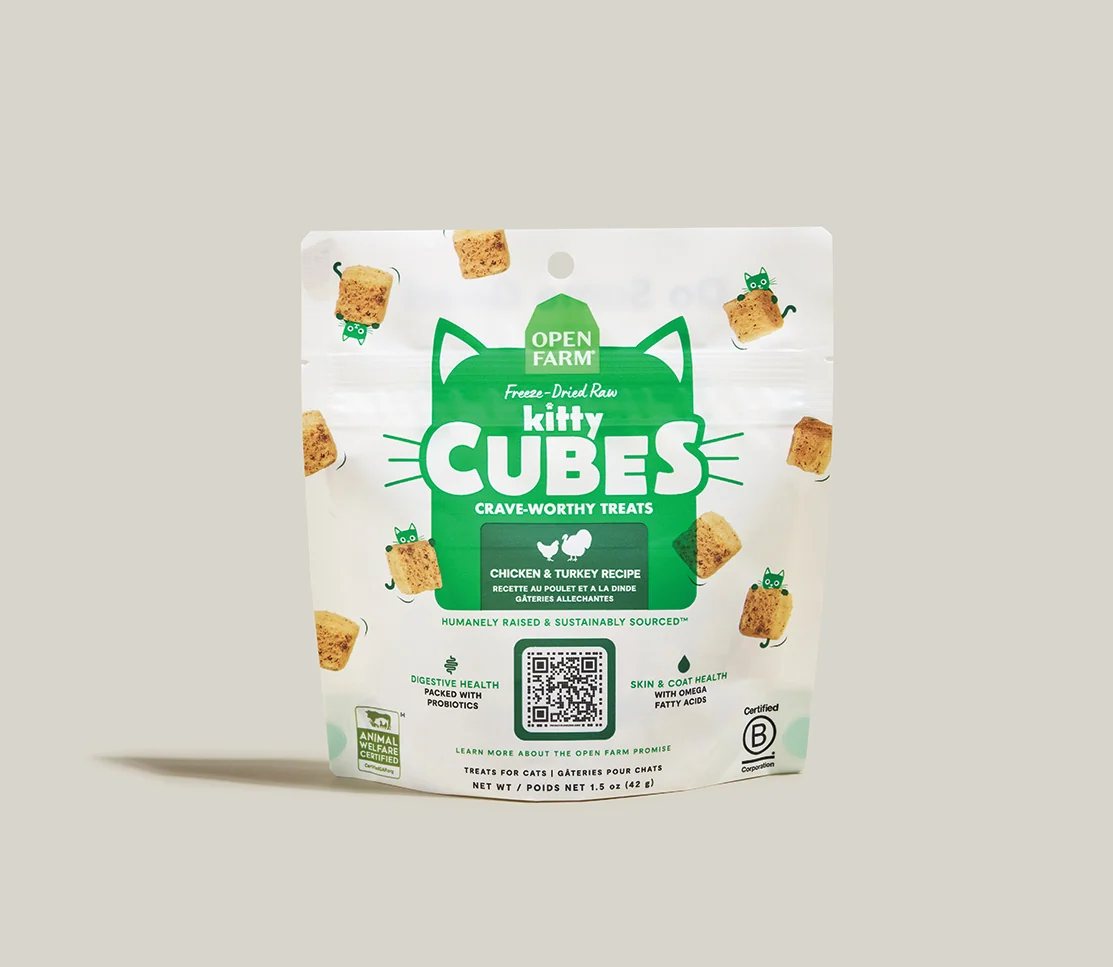Hähnchen & Pute Kitty Cube Leckerlis: Gefriergetrocknete Rohfleisch-Katzenleckerlis