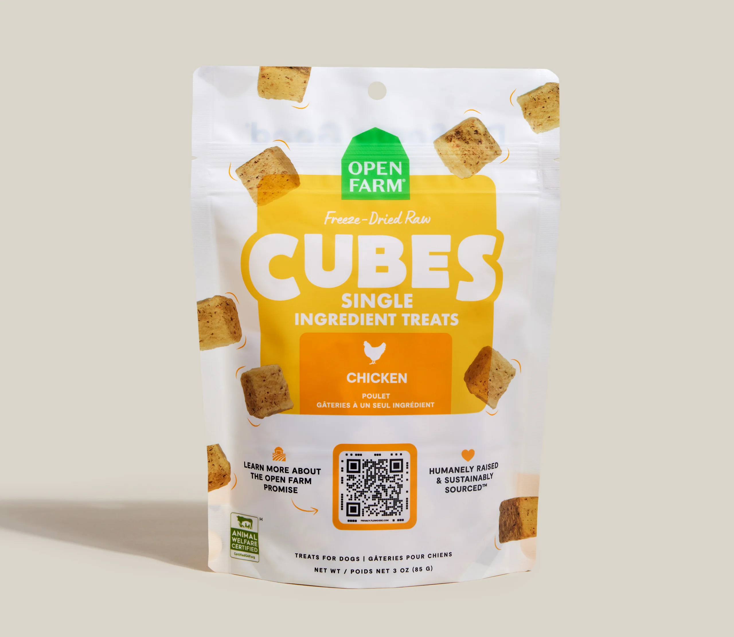 Cubetti Liofilizzati di Pollo Crudo per Cani, Monoingrediente Certificato G.A.P.