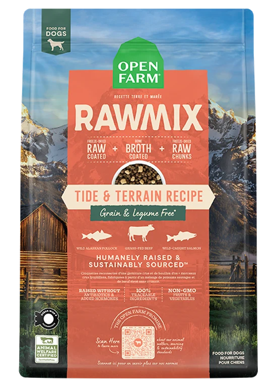 RawMix Tide & Terrain – sucha karma dla psów bez zbóż z rdzawcem, łososiem i wołowiną