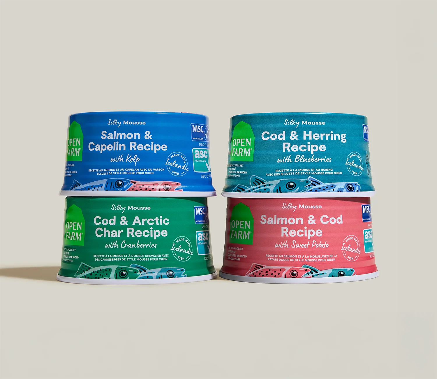 Pack varietà di pesce islandese per cani con quattro ricette