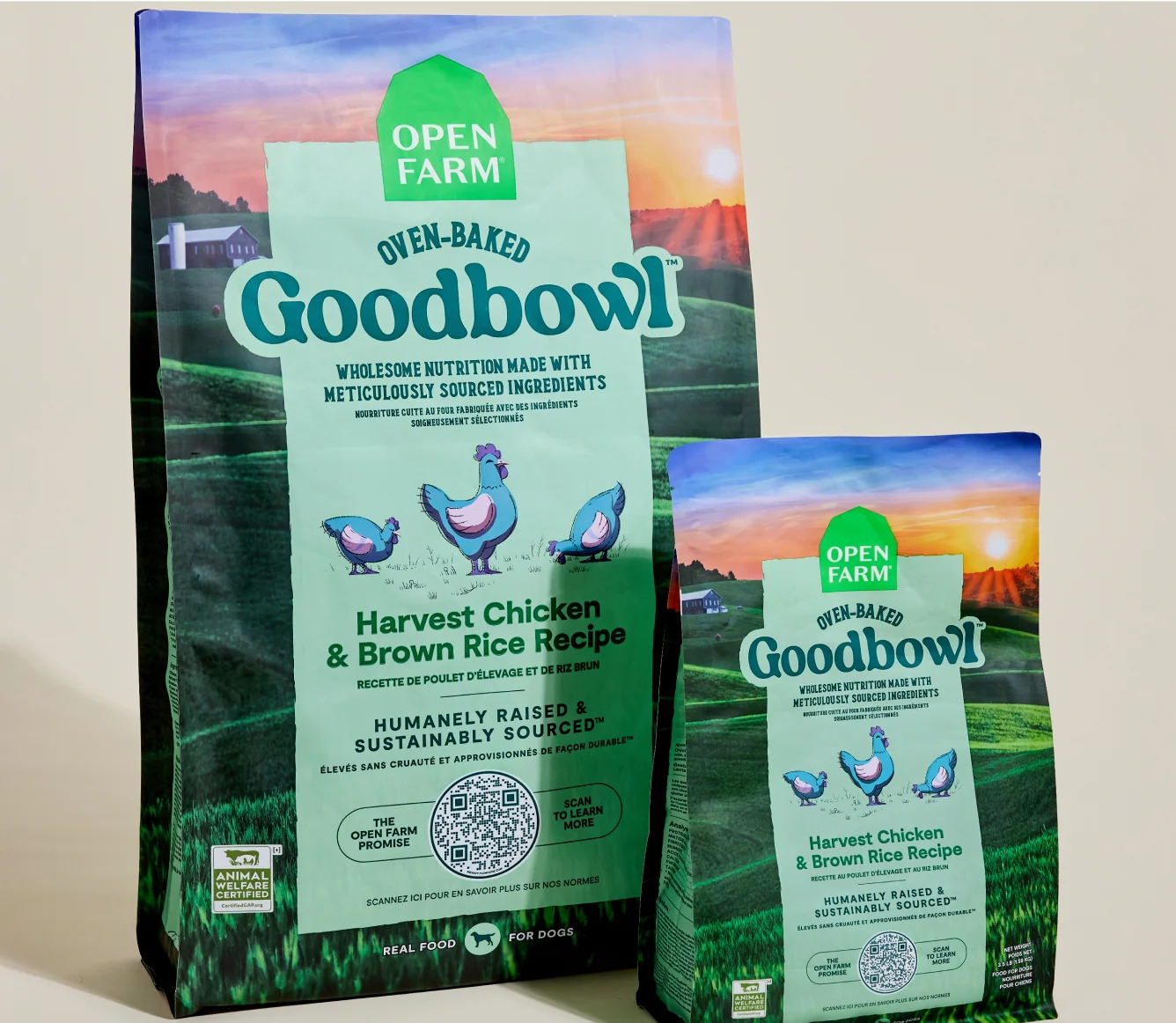 Crocchette Goodbowl Harvest con pollo e riso integrale per cuccioli e adulti