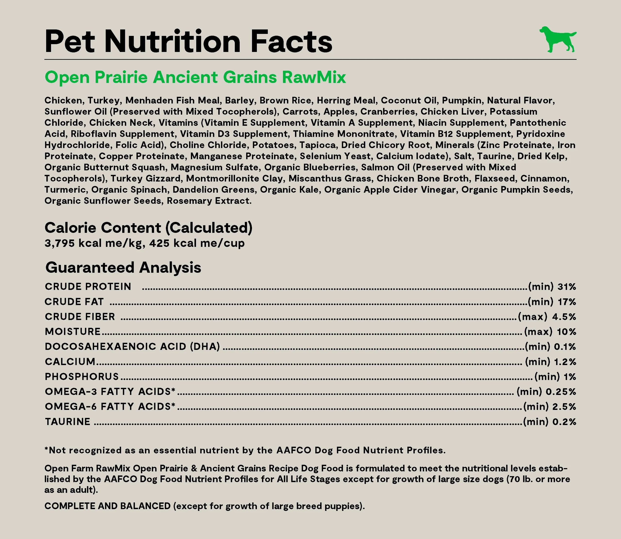 Crocchette RawMix Open Prairie Ancient Grains per cani con pollo e tacchino