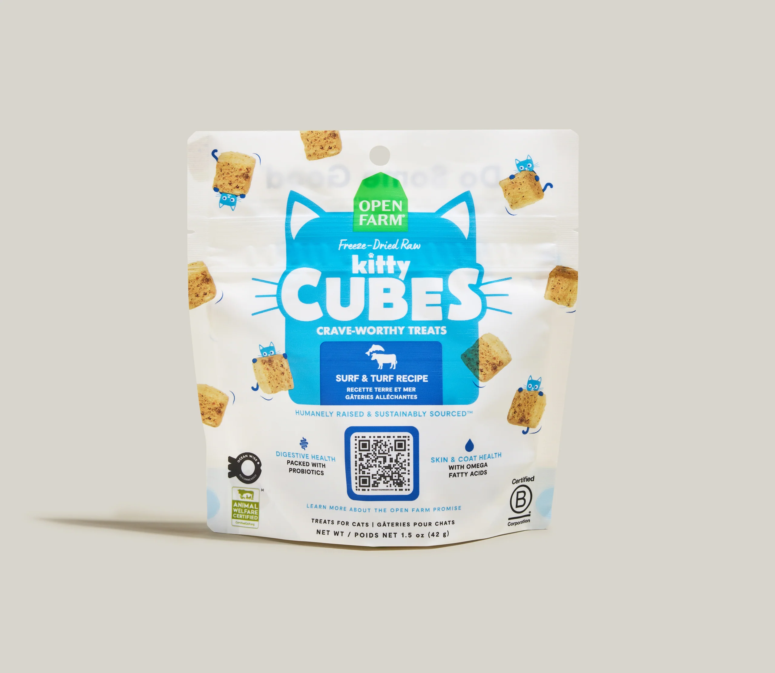 Dondurularak Kurutulmuş Çiğ Kitty Cube Kedi Ödülleri Çeşit Paketi, 3 Tarif