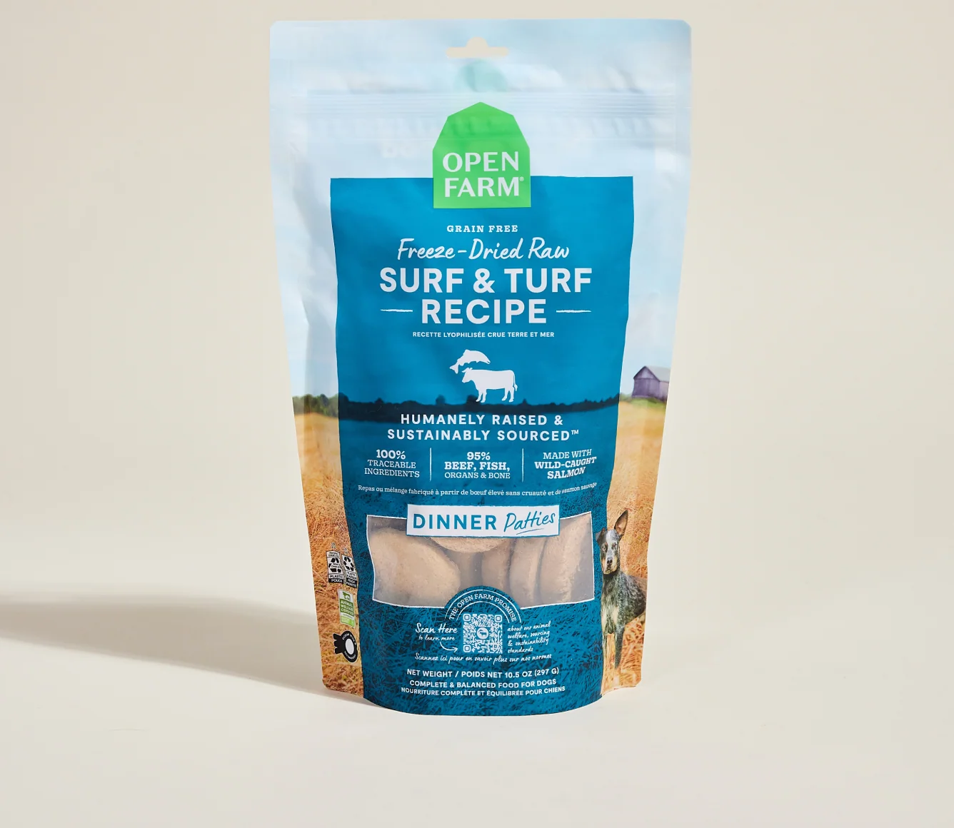 Medaglioni crudi liofilizzati Surf & Turf per cani con salmone e manzo