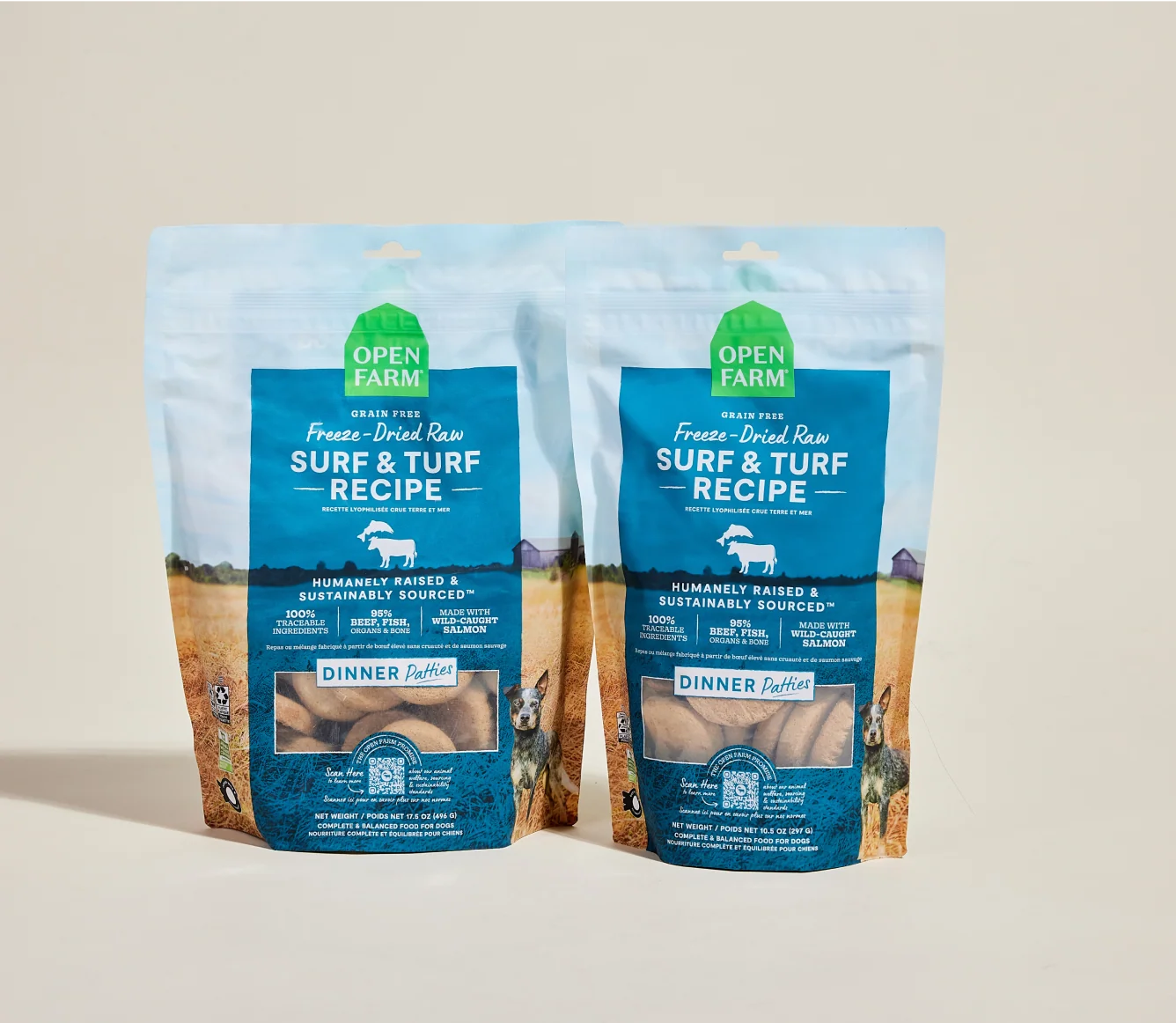 Medaglioni crudi liofilizzati Surf & Turf per cani con salmone e manzo