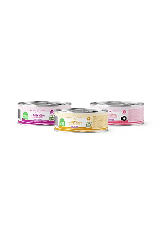 Paté-variationspakke til katte med tre silkebløde opskrifter, fire dåser af hver