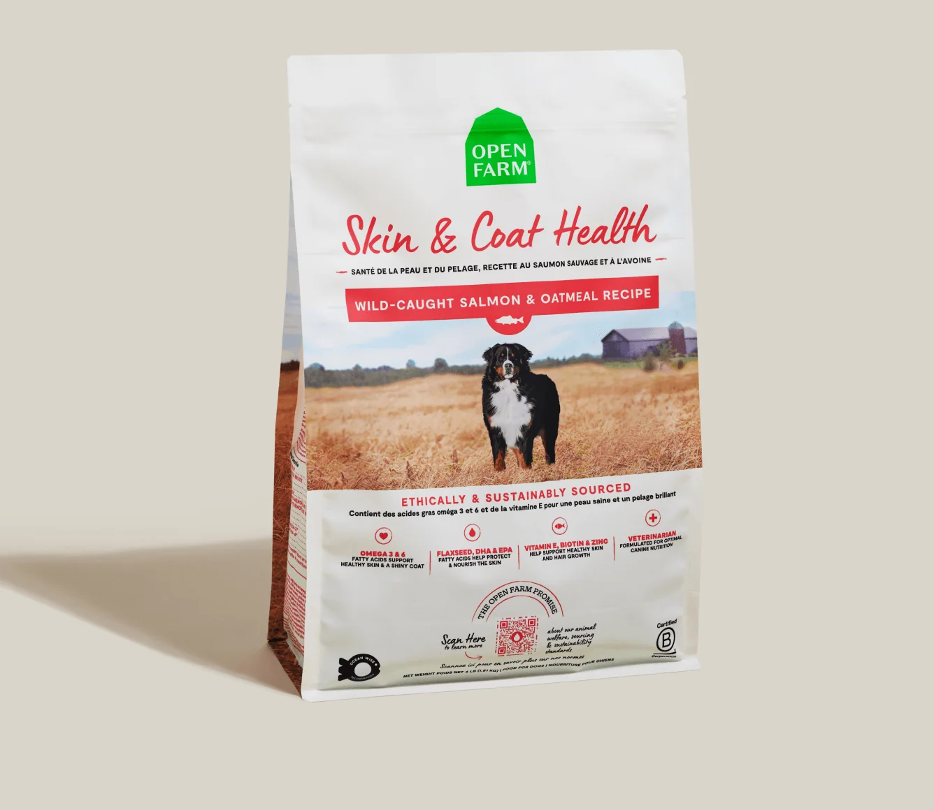 Trockenfutter für Hunde mit Lachs & Haferflocken für Haut & Fell