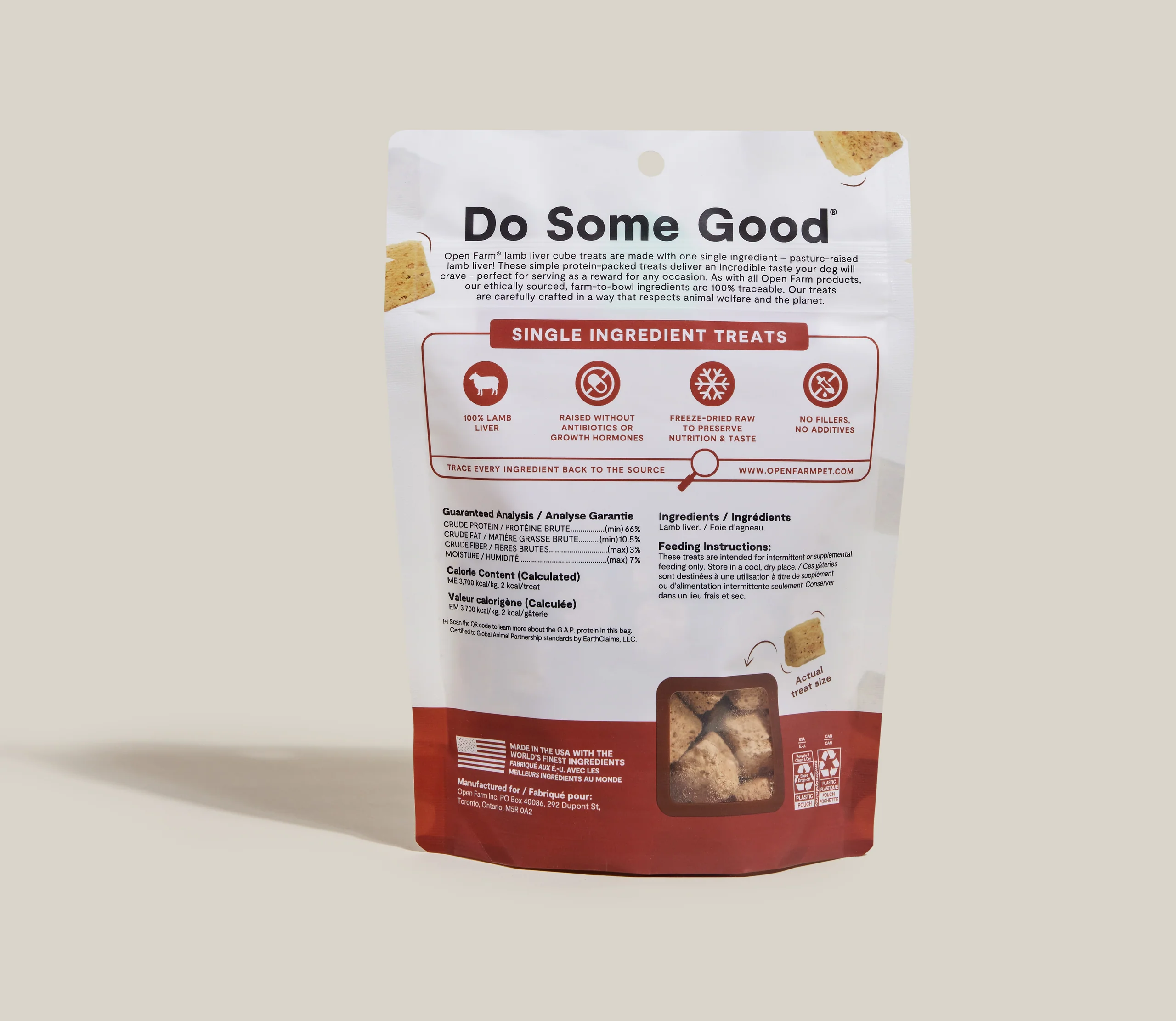 Frysetørrede rå lammelleverkuber med én ingrediens – hundesnack