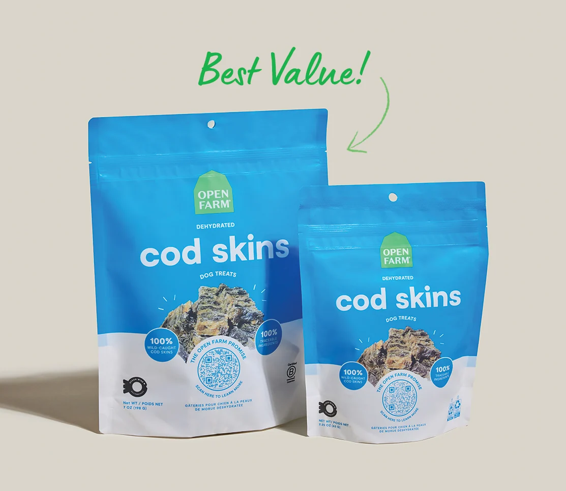Dehydrated Cod Skins Dog Treats, Single Ingredient and Rich in Protein