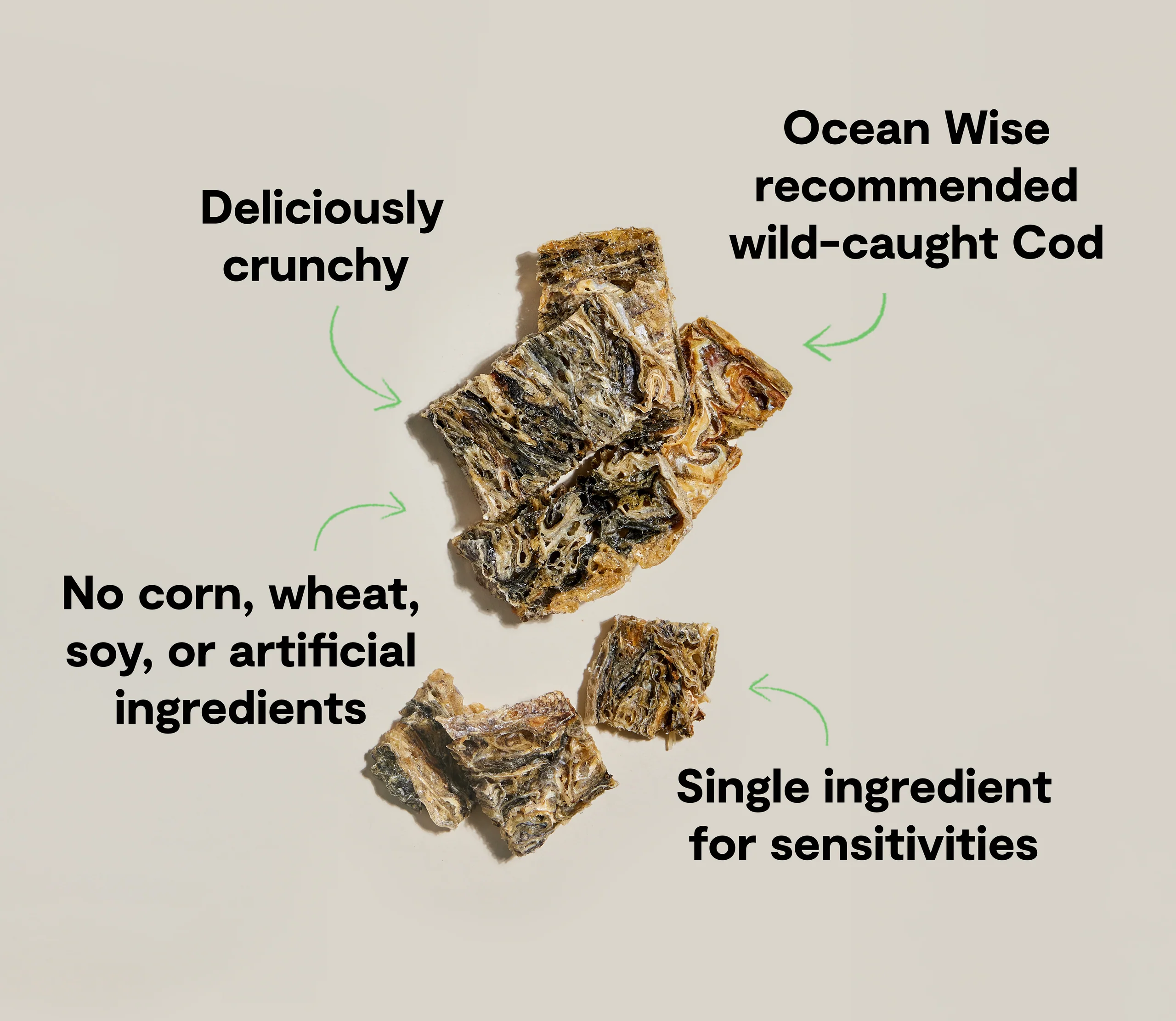 Dehydrated Cod Skins Dog Treats, Single Ingredient and Rich in Protein