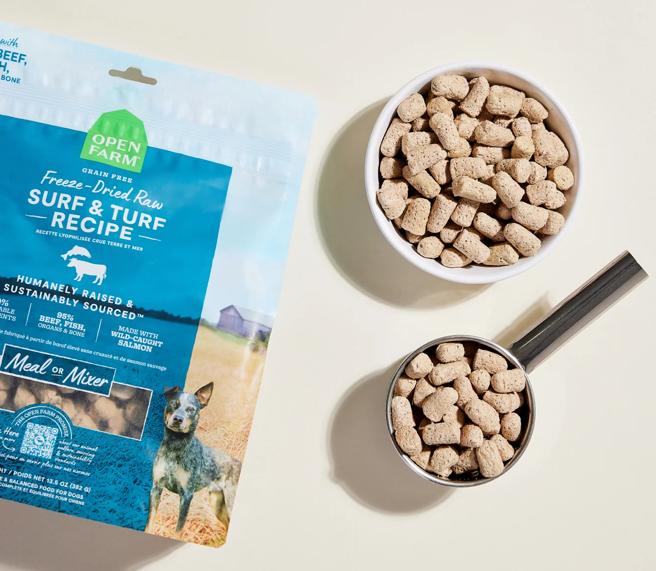 Surf & Turf Freeze Dried Raw Morsels for Dogs, 95% Salmon and Beef