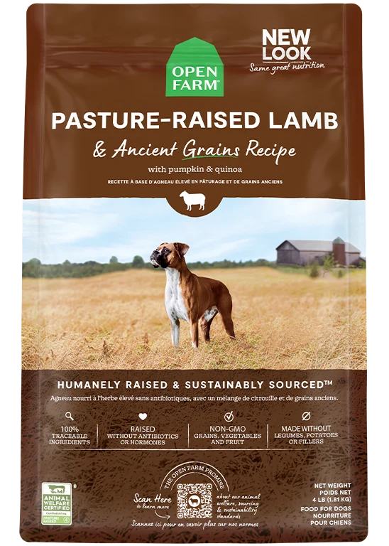 Pasture-Raised Lamb & Ancient Grains Dry Dog Kibble for Allergy-Prone Dogs