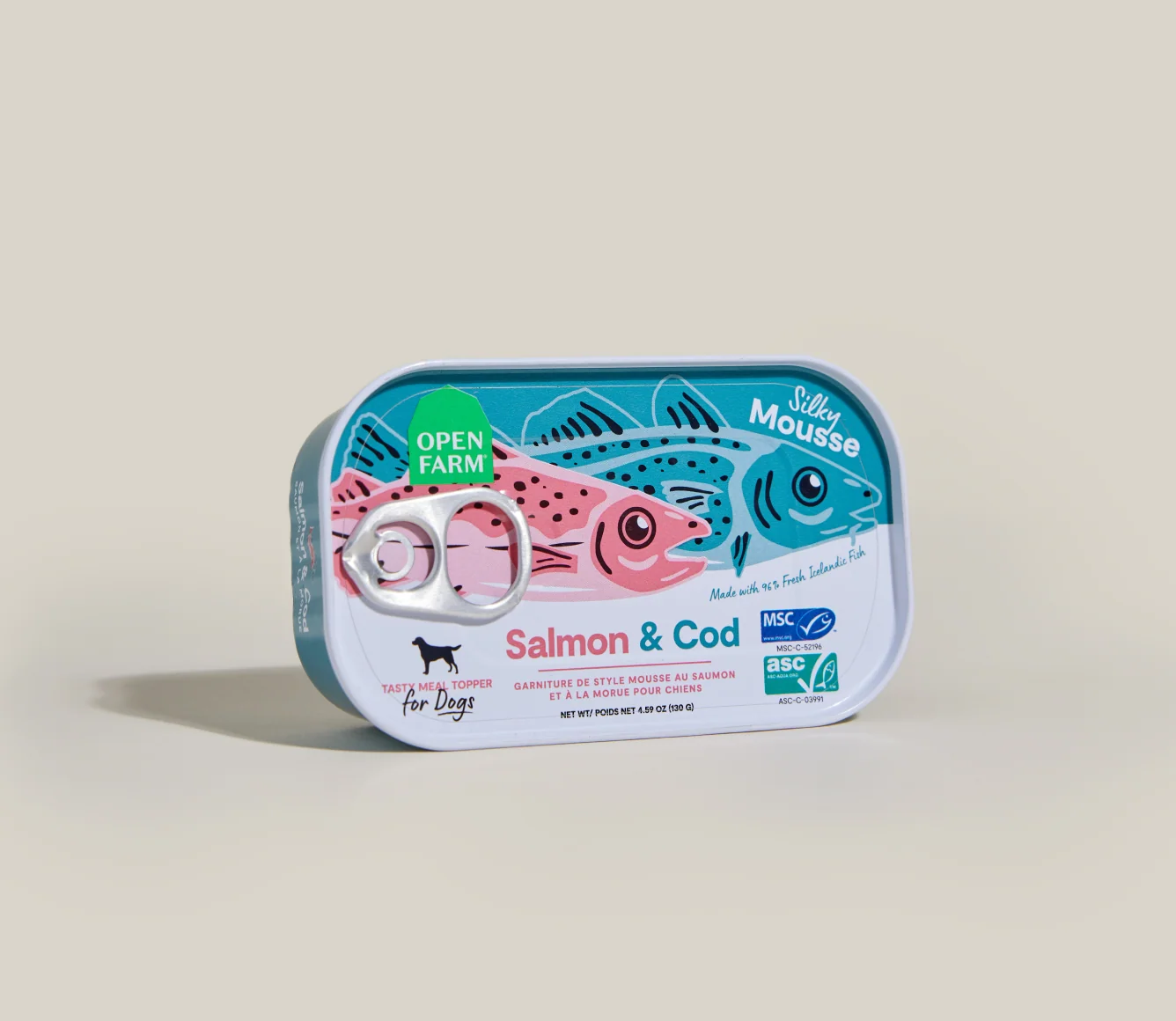 Lachs & Kabeljau Mousse-Topper für Hunde, getreidefreies isländisches Fischrezept