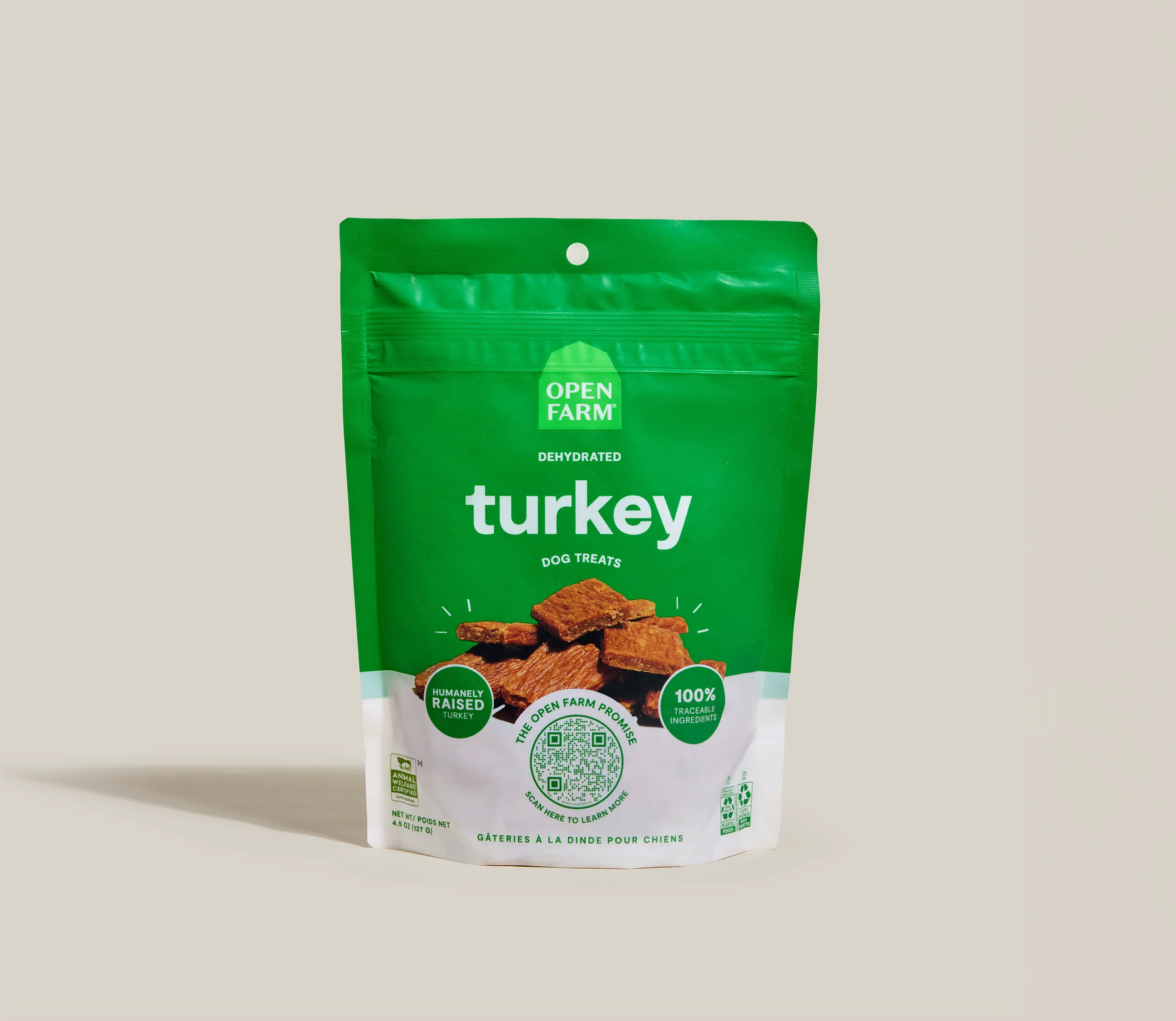 Premios deshidratados de pavo para perros con proteína ligeramente cocida