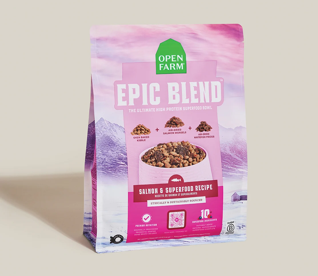 Epic Blend Lachs und Superfood Trockenfutter für Hunde mit Probiotika