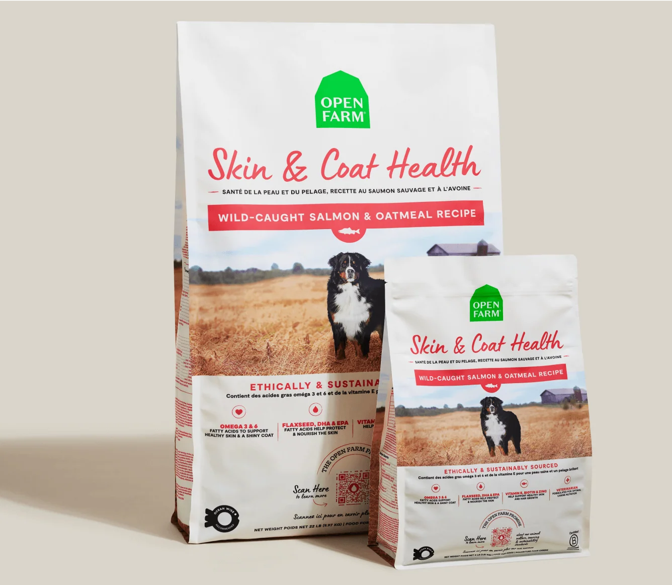 Trockenfutter für Hunde mit Lachs & Haferflocken für Haut & Fell