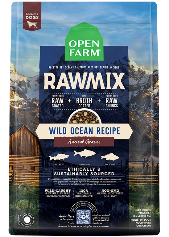 Sucha karma dla psów RawMix Wild Ocean z białym dorszem i łososiem oraz pradawnymi ziarnami