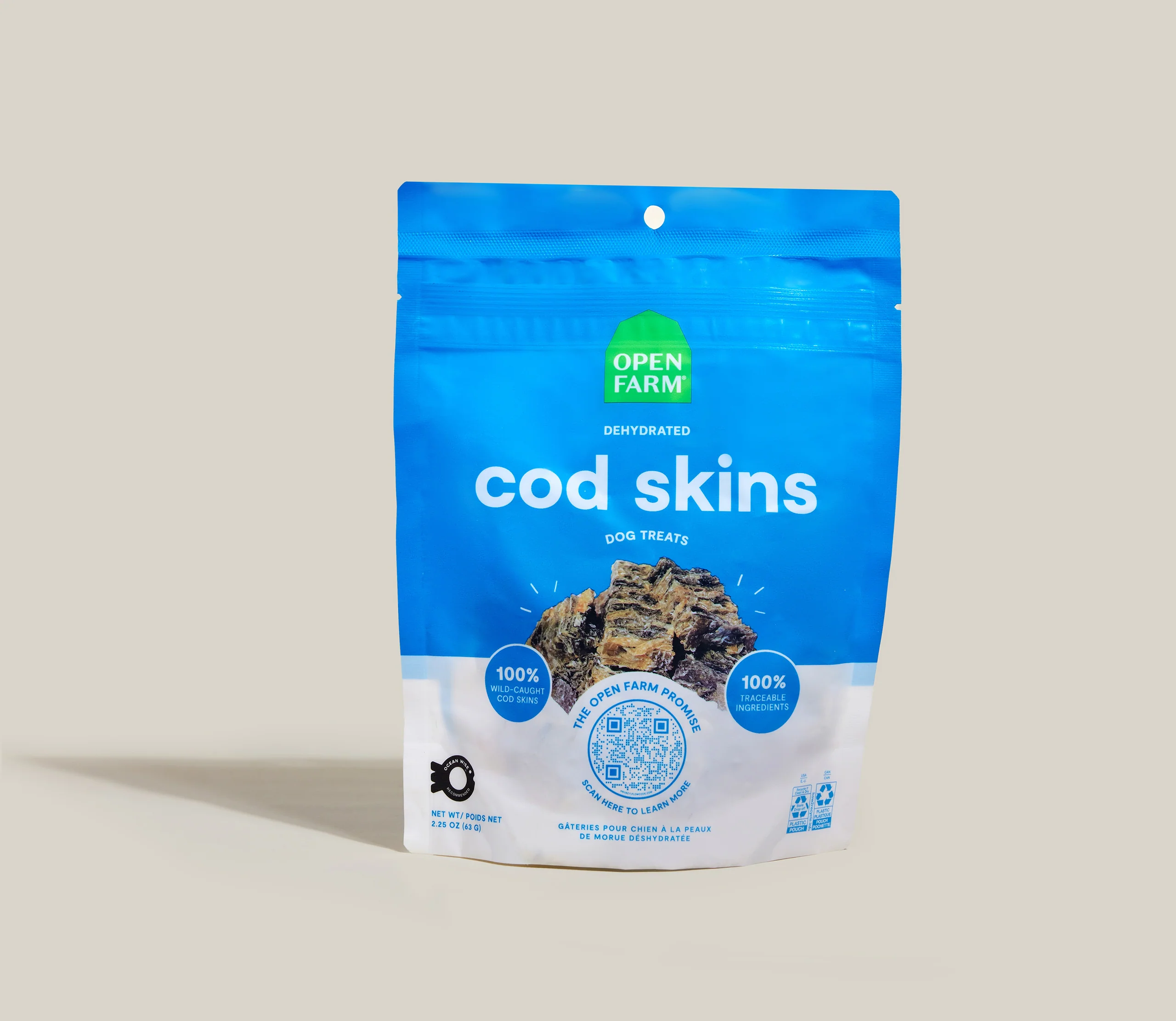 Dehydrated Cod Skins Dog Treats, Single Ingredient and Rich in Protein