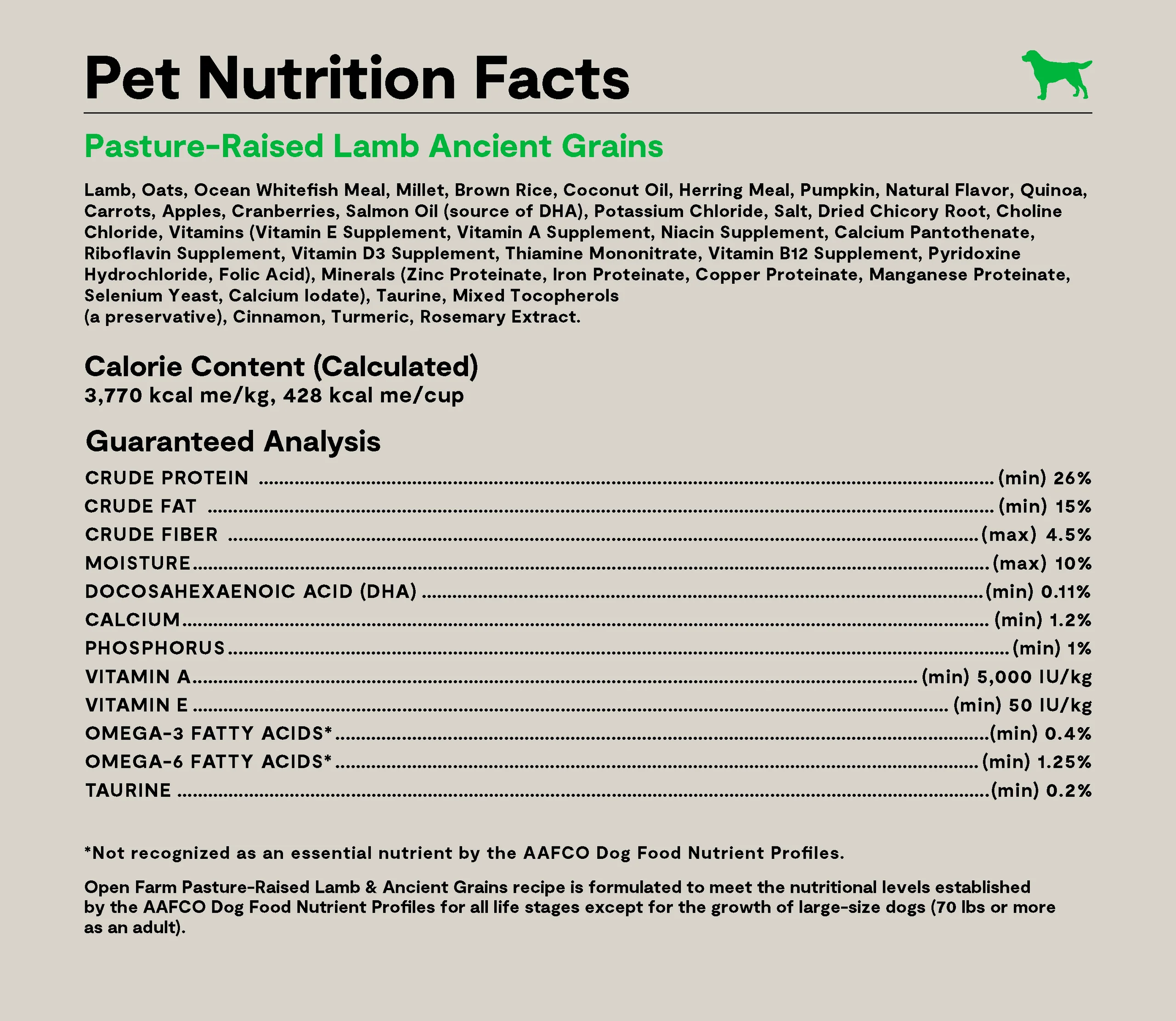 Pasture-Raised Lamb & Ancient Grains Dry Dog Kibble for Allergy-Prone Dogs